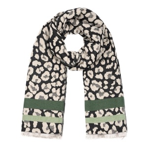 Leopard Scarf - Green Stripes